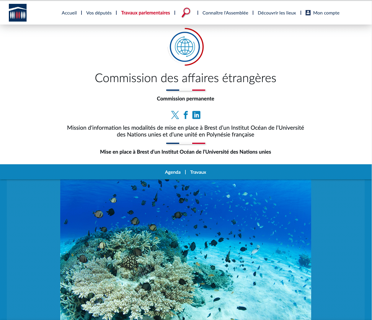 Capture d’écran de la page du site de l'Assemblée nationale dédiée à la mission "flash" Aperçu du site de l'Assemblée nationale